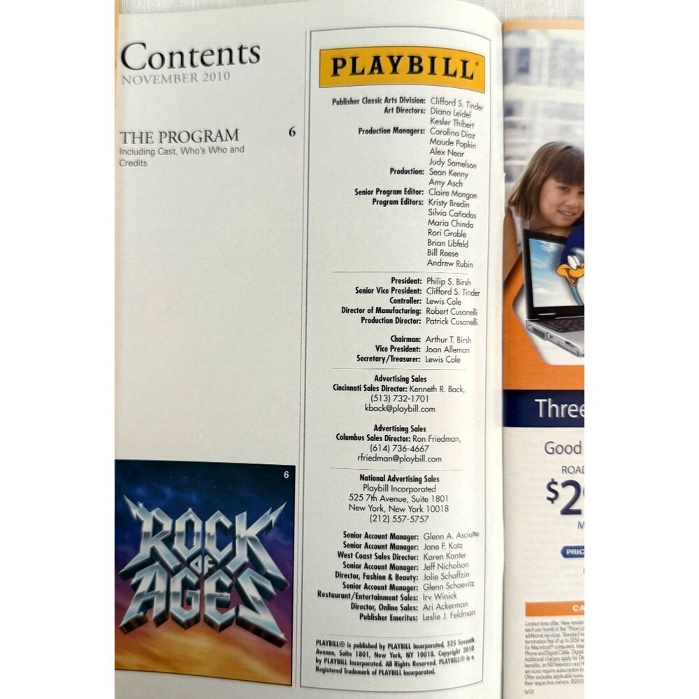 Rock of Ages Playbill Aronoff Center Cincinnati OH 2010 Broadway Across America - Picture 2 of 11